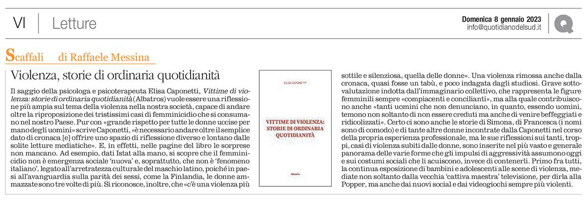 elisa caponetti recensione vittime di violenza quotidiano del sud