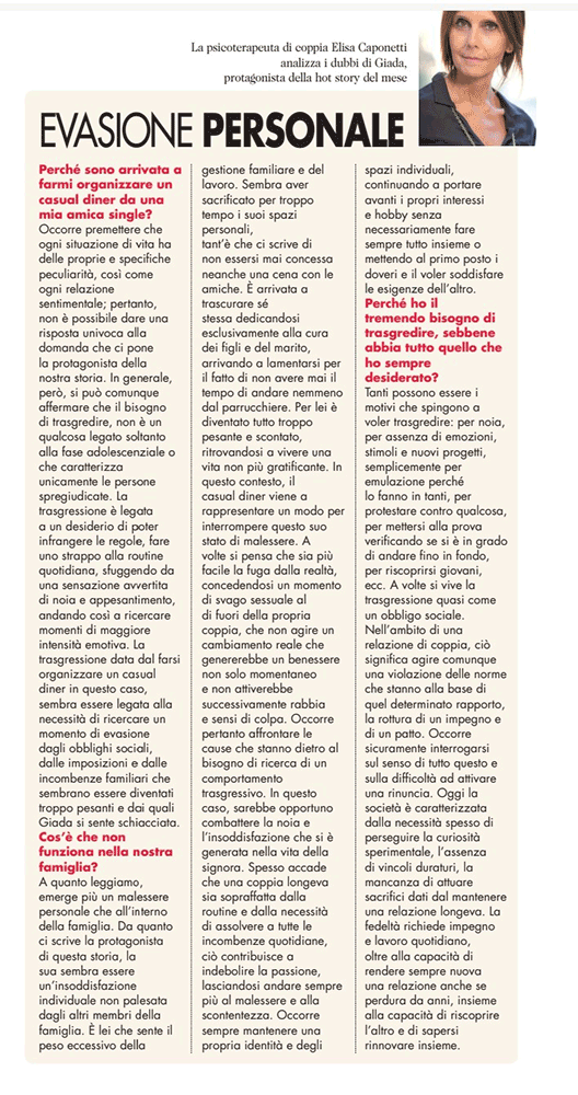 evasione personale lei style febbraio 2023 elisa caponetti psicologa