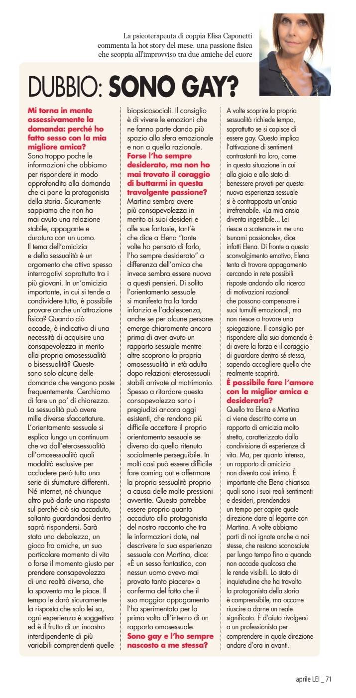 elisa caponetti sesso con la mia amica sono gay lei style